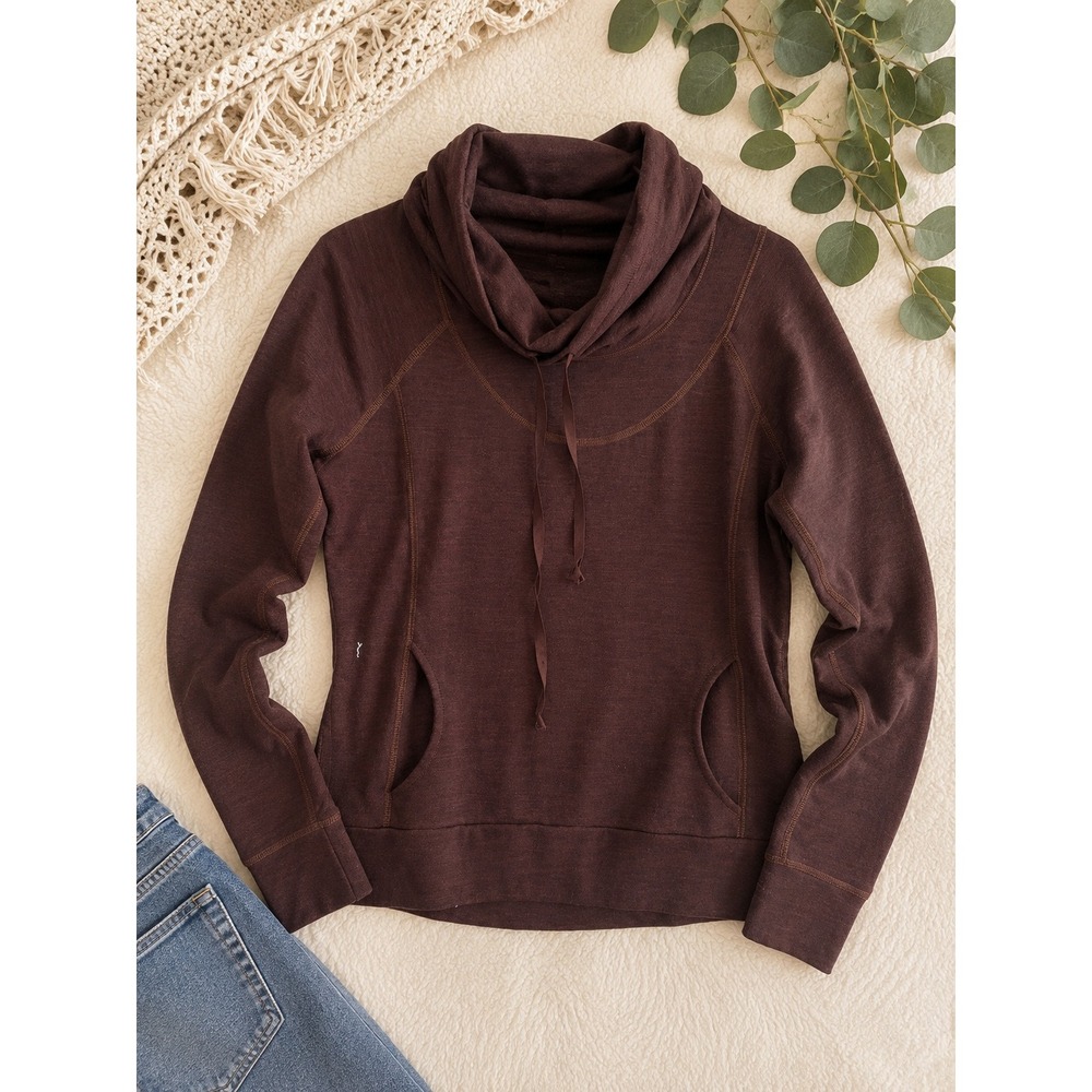 Kuhl Lea Cowl Neck Pullover Womens Small Plum Burgundy Heathered Hoodie 4186‎